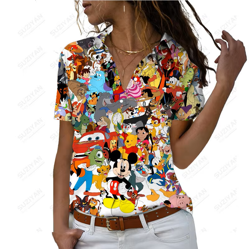 Chemise Décontractée à Manches Courtes Cartoon 3D - Nouveauté 2023 de Disney