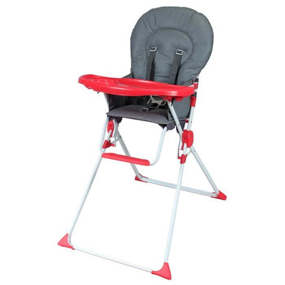 BAMBIKID Chaise haute fixe - Des 6 mois - Mixte - Gris et rouge