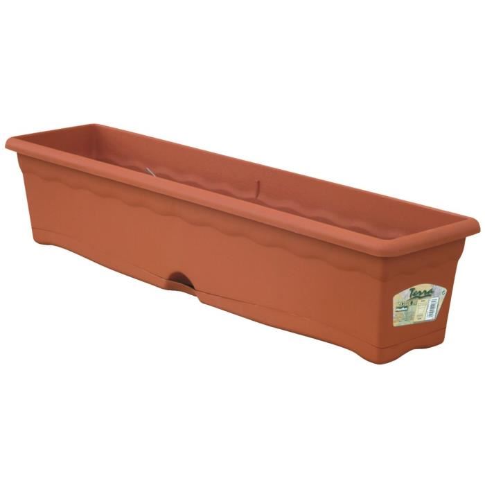 PLASTIKEN Jardinière rectangulaire Ø 80 X 20 cm avec plateau - Terracotta