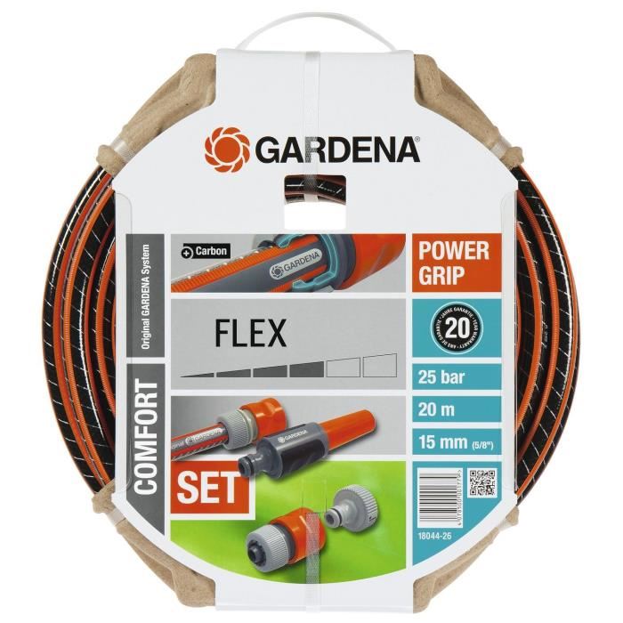 GARDENA Tuyau d'arrosage Flex 20m Ø15 mm + lance et accessoires