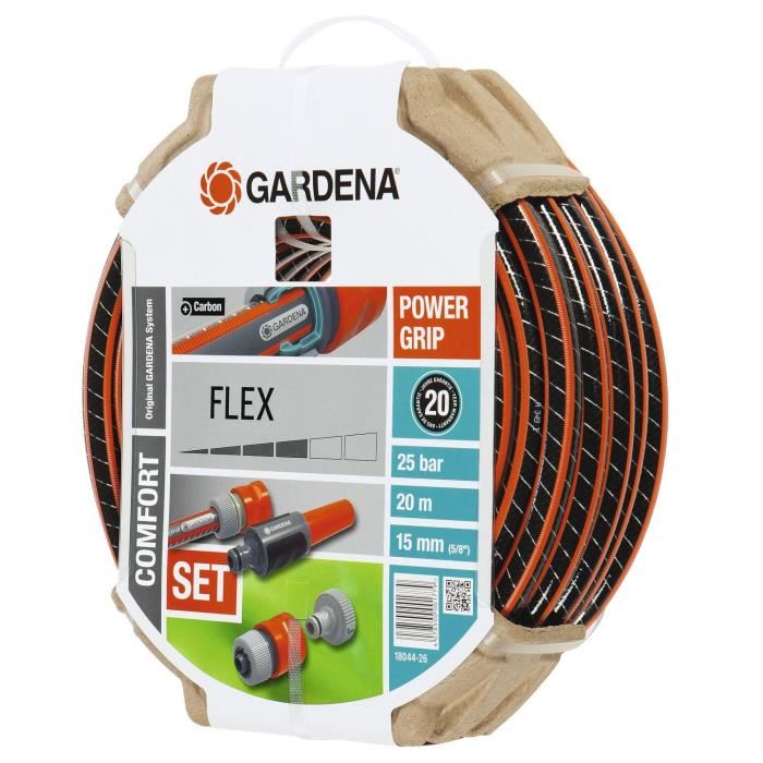 GARDENA Tuyau d'arrosage Flex 20m Ø15 mm + lance et accessoires