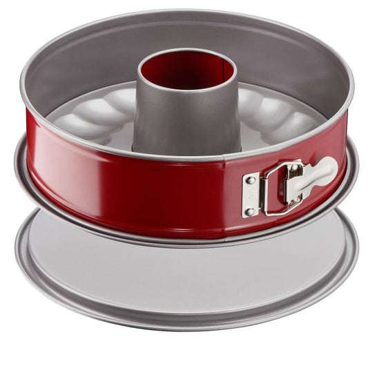 TEFAL Moule à savarin Delibake en acier - Ø 19 cm - Rouge et gris - Avec charnière