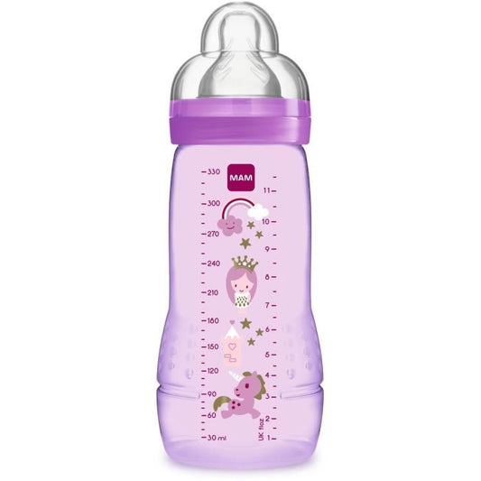 MAM biberon Easy Active 2eme âge coloré 330 ml Fille Tétine Débit X