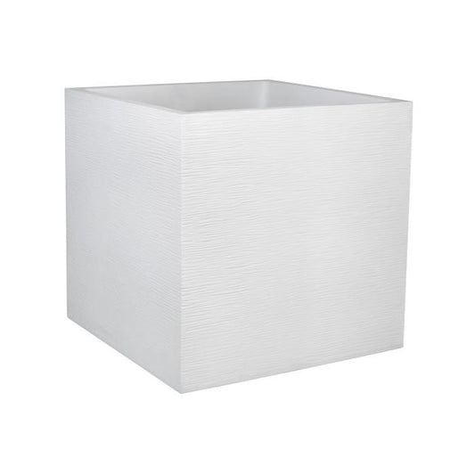 EDA PLASTIQUE Bac a fleurs carré Graphit - 57 L - 49,5 x 49,5 x 49,5 cm - Blanc cérusé