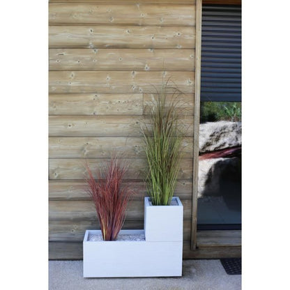 EDA PLASTIQUE Jardinière Graphit Up - 57 L - Dimensions 79,5 x 29,5 x 29,5 cm - Blanc cérusé