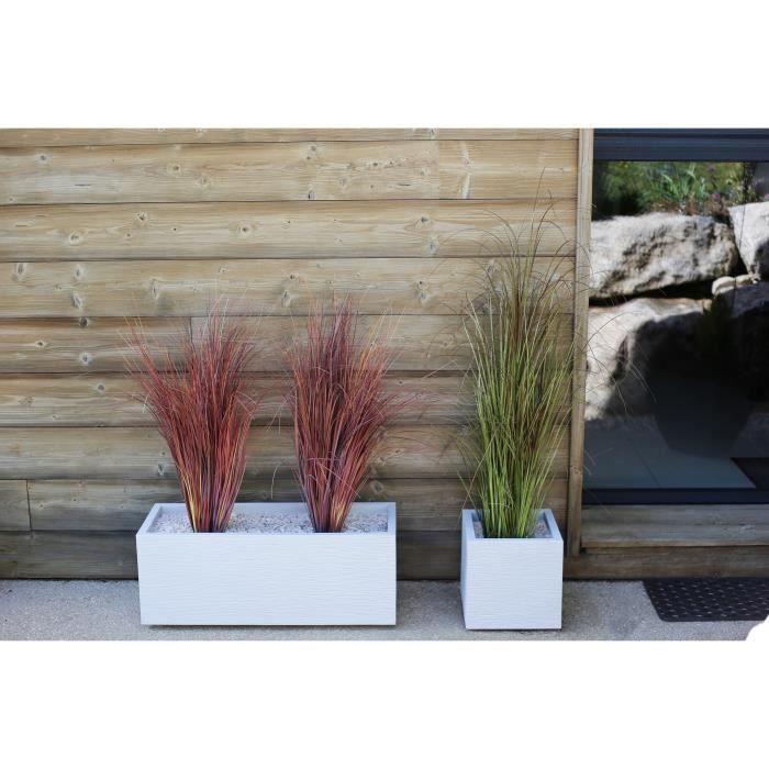 EDA PLASTIQUE Jardinière Graphit Up - 57 L - Dimensions 79,5 x 29,5 x 29,5 cm - Blanc cérusé