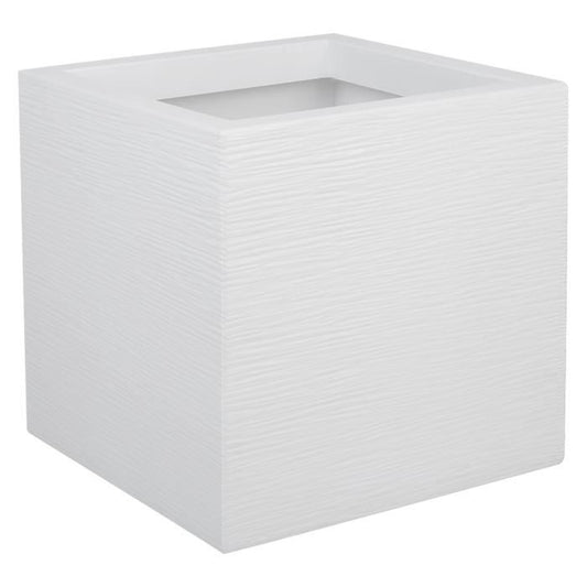 EDA PLASTIQUE Bac a fleurs carré Graphit Up - 21 L - 29,5 x 29,5 x 29,5 cm - Blanc cérusé