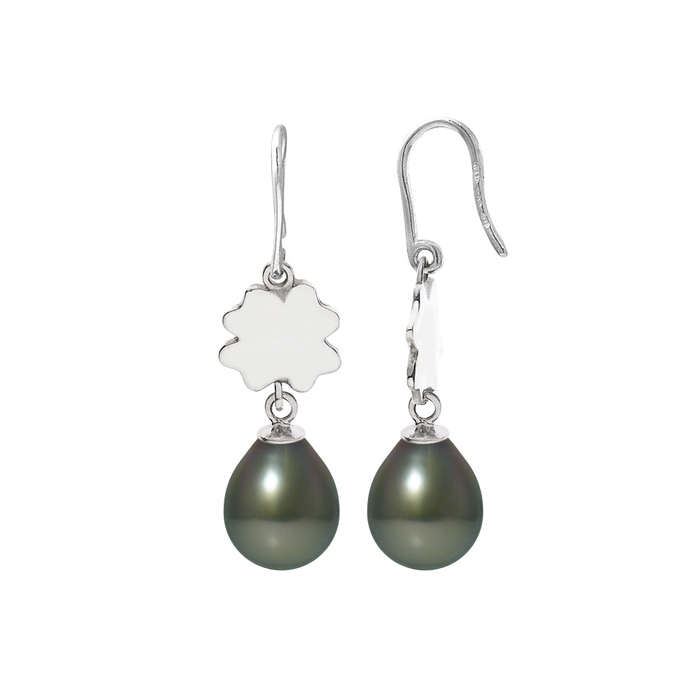 PERLINEA- Boucles d'Oreilles- Perles de Culture de Tahiti- Diamètre 8-9 mm- Bijou Femme