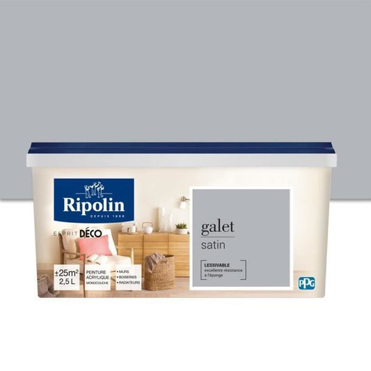 RIPOLIN Peinture Murale Toutes Pieces  - Galet Satin, 2,5L