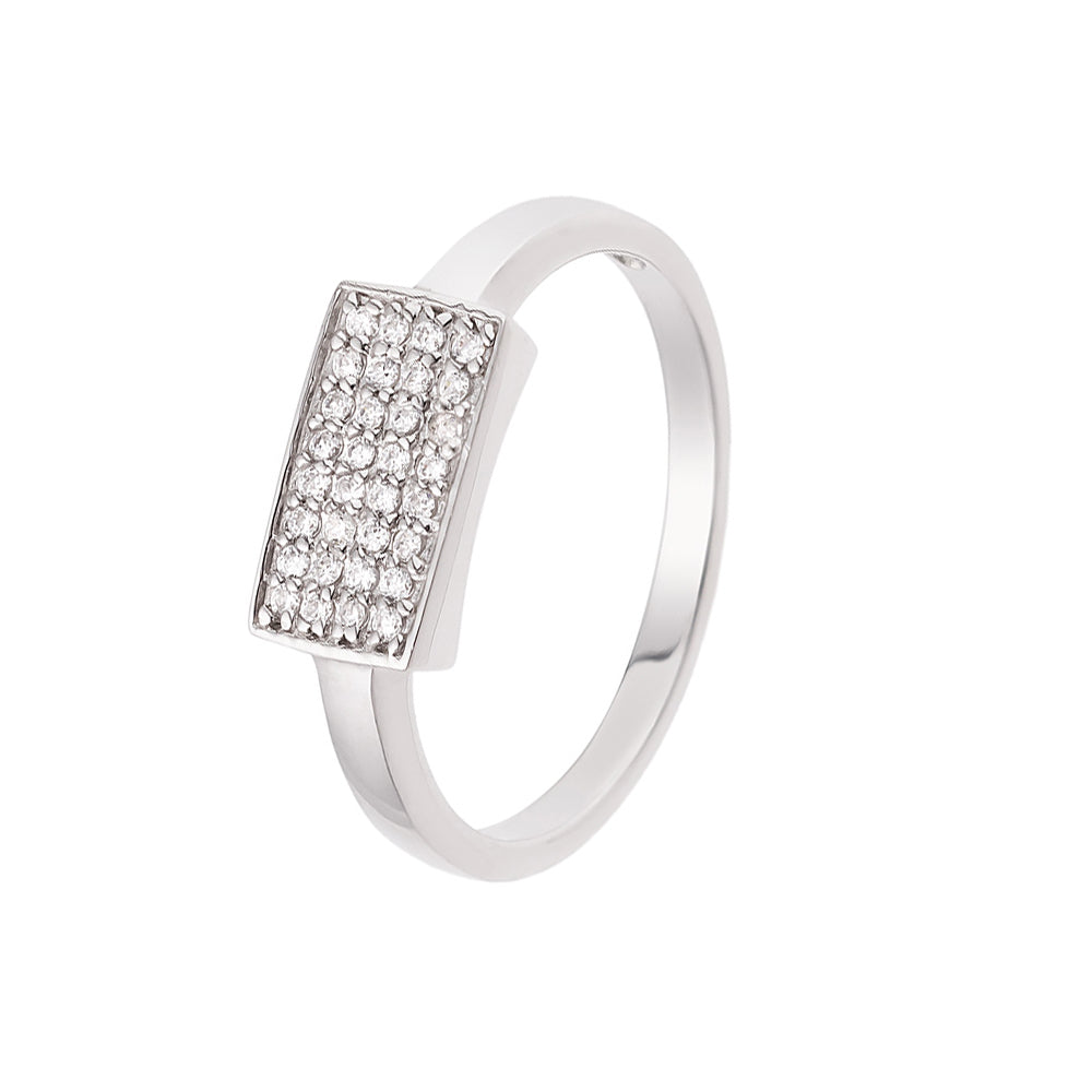 Bague Pavage Argent 925 Millièmes Rhodié & Oxydes de Zirconium