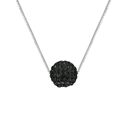 Collier "BLACK NIGHT"orné d'une Boule Pendentif entièrement sertie de Véritable Cristal Noir