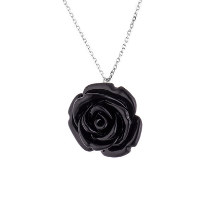 Collier Pendentif "BLACK ROSE"