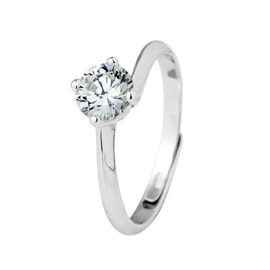 Bague Solitaire serti de 4 Griffes Oxydes de Zirconium Blancs