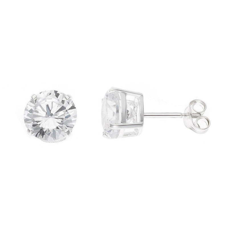 Boucles d'Oreilles Argent 925 Millièmes Rhodié & Solitaire