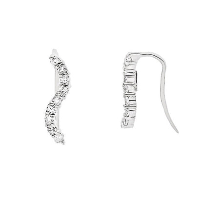 Boucles d'Oreilles Argent 925 Millièmes Rhodié & Oxydes de Zirconium serti en Motif S