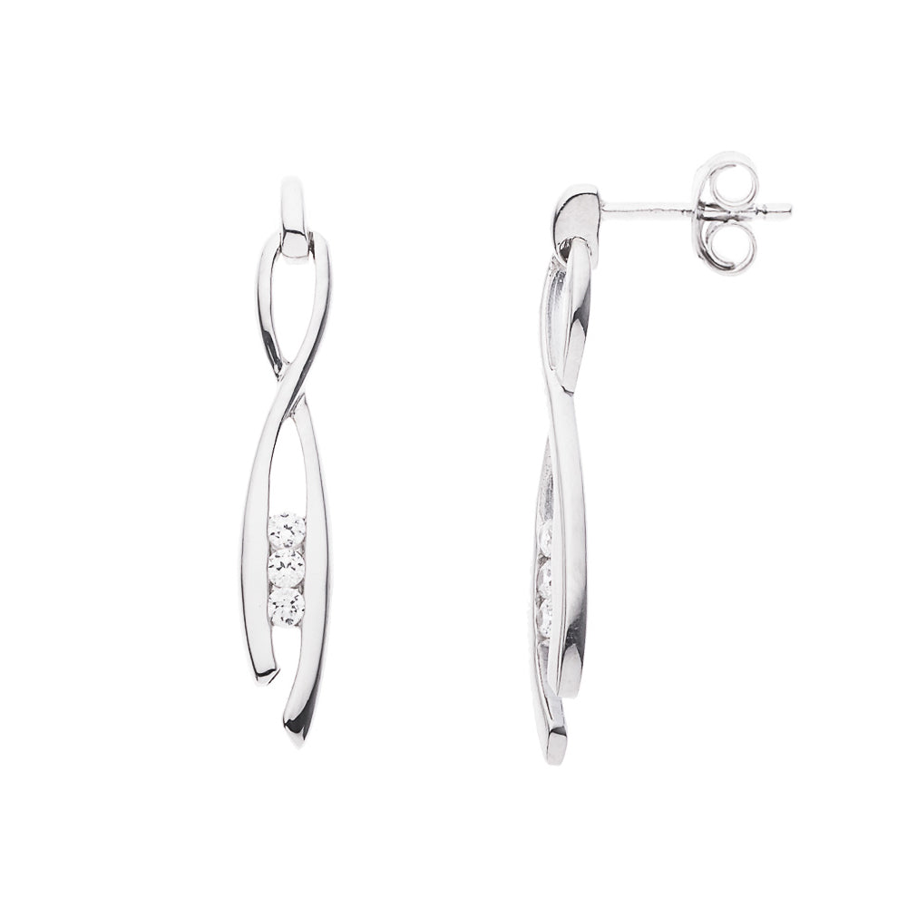 Boucles d'Oreilles Articulées Pendentif  Argent 925 Millièmes Rhodié & Oxydes de Zirconium