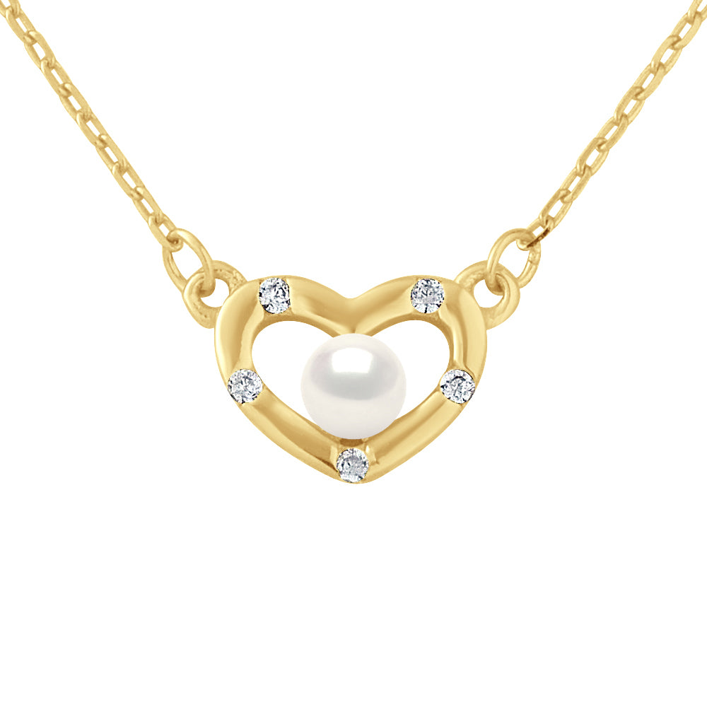 Collier motif "COEUR" et Perle Blanche