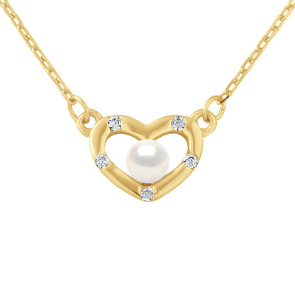 Collier motif "COEUR" et Perle Blanche