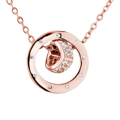 Collier motif "COEUR ET ROND" serti d'Oxydes de Zirconium