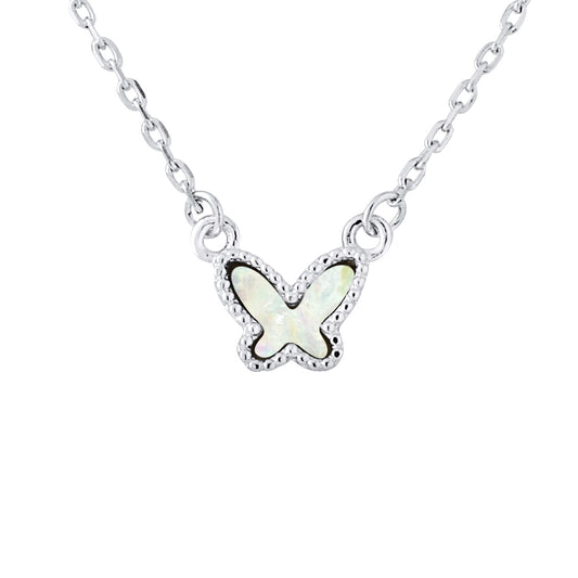 Collier motif "PAPILLON" et Nacre  Blanche