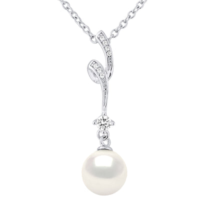 Collier Pendentif "FANTAISIE" Perle Blanche et Oxydes de Zirconium