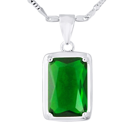 Collier motif "RECTANGLE"  Pierre en CRYSTAL Vert