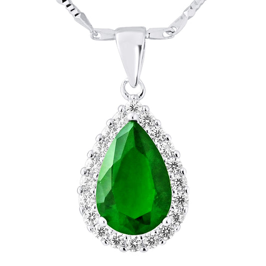 Collier motif "POIRE" Pierre en CRYSTAL Verte