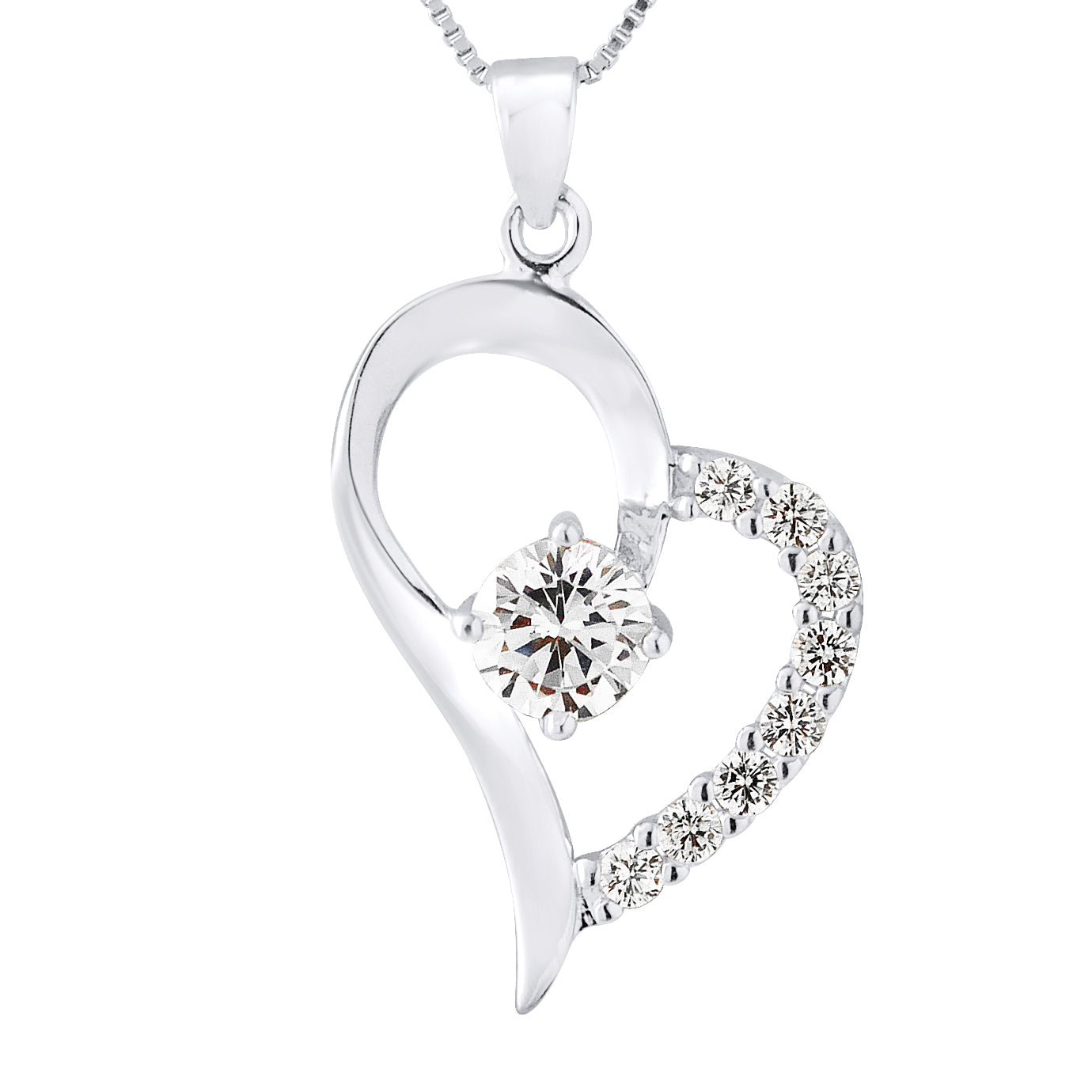 Collier motif "COEUR" en argent 925/1000 et  Oxyde de Zirconium