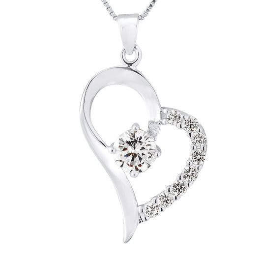 Collier motif "COEUR" en argent 925/1000 et  Oxyde de Zirconium