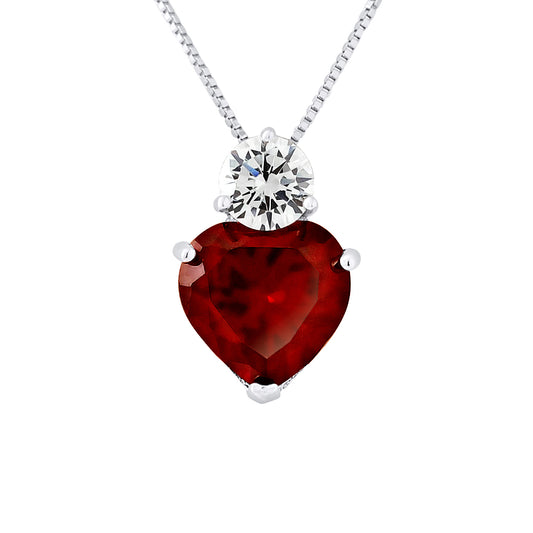 Collier COEUR de Crystal Rouge et argent 925/1000 et Oxyde de Zirconium