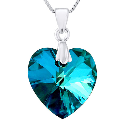 Collier motif "COEUR" en Crystal Bleu et argent 925/1000