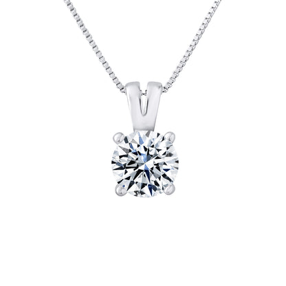 Collier SOLITAIRE Bélière en "V" en argent 925/1000 et Oxydes de Zirconium