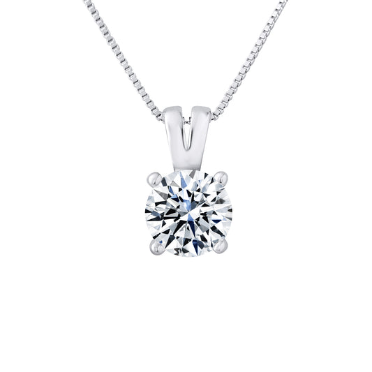 Collier SOLITAIRE Bélière en "V" en argent 925/1000 et Oxydes de Zirconium