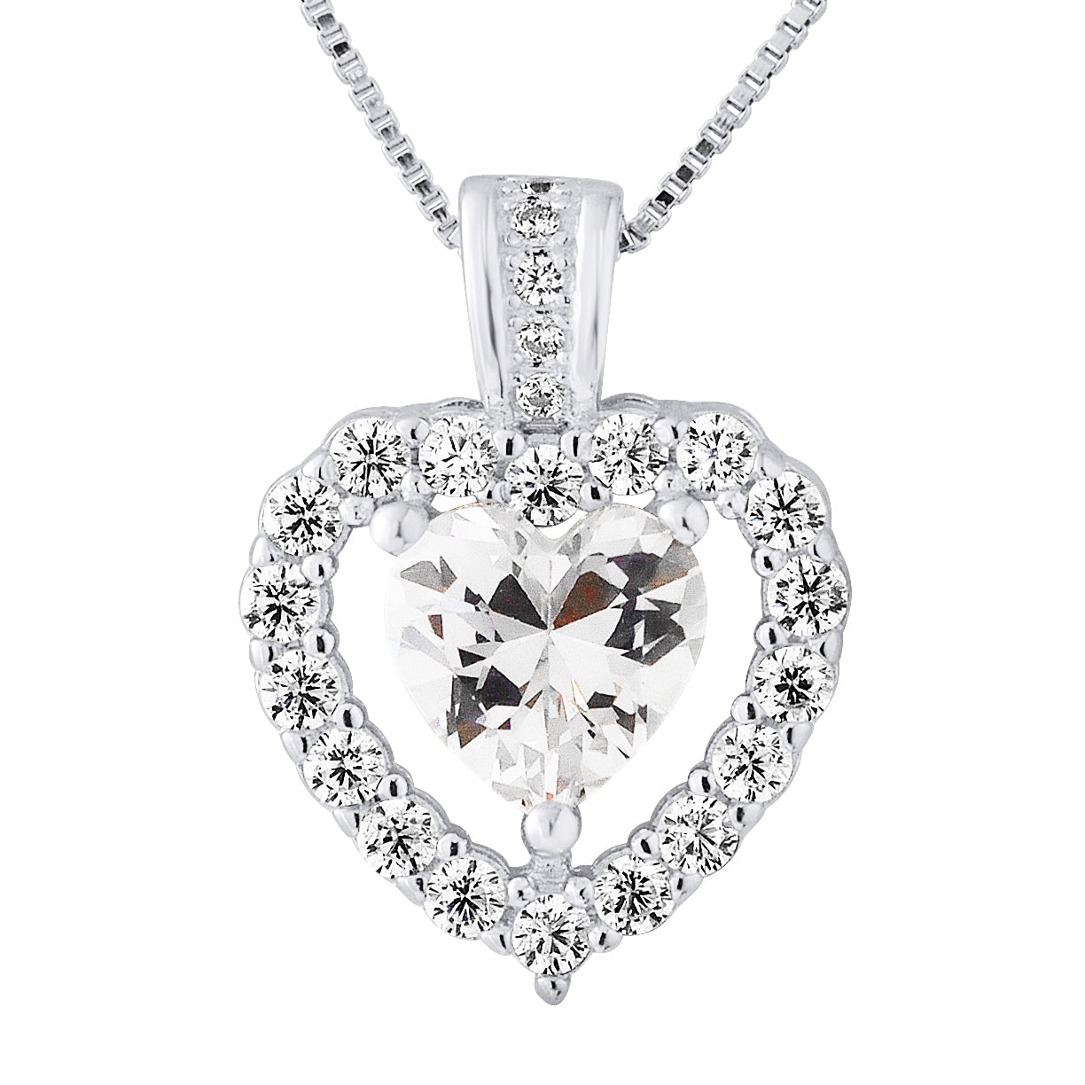 Collier motif "COEUR"  en argent 925/1000 et Oxydes de Zirconium