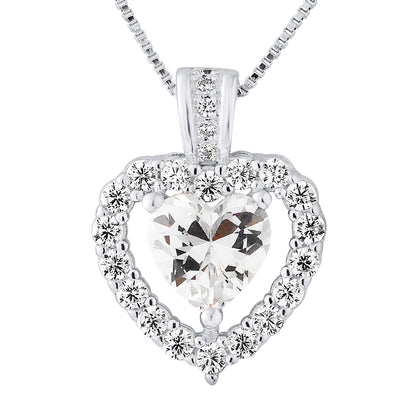 Collier motif "COEUR"  en argent 925/1000 et Oxydes de Zirconium