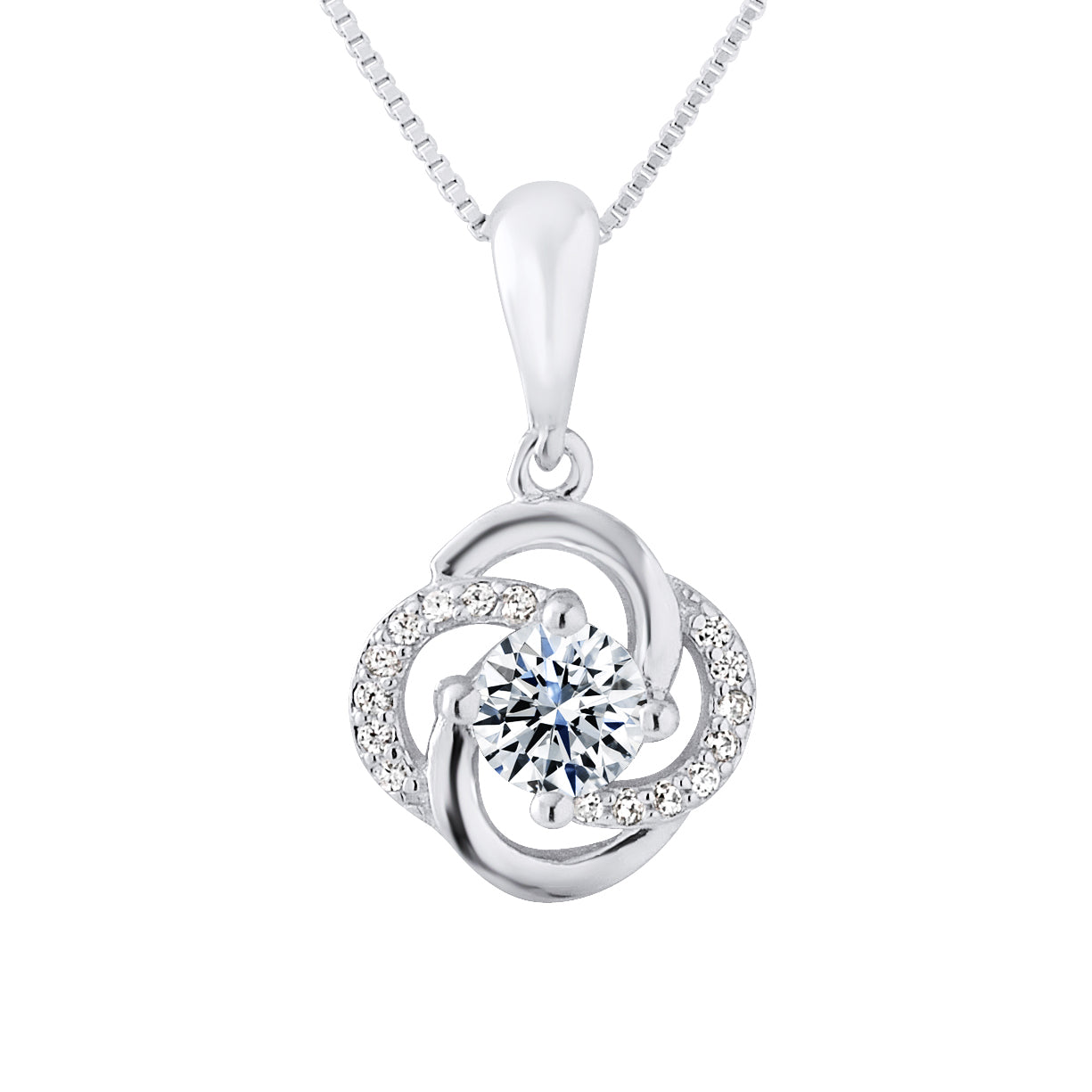 Collier motif "FLEUR"  en argent 925/1000 et Oxydes de Zirconium