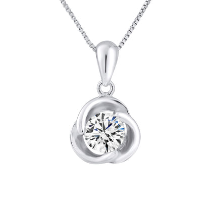 Collier motif "FLEUR"  en argent 925/1000 Serti d'un Oxyde de Zirconium