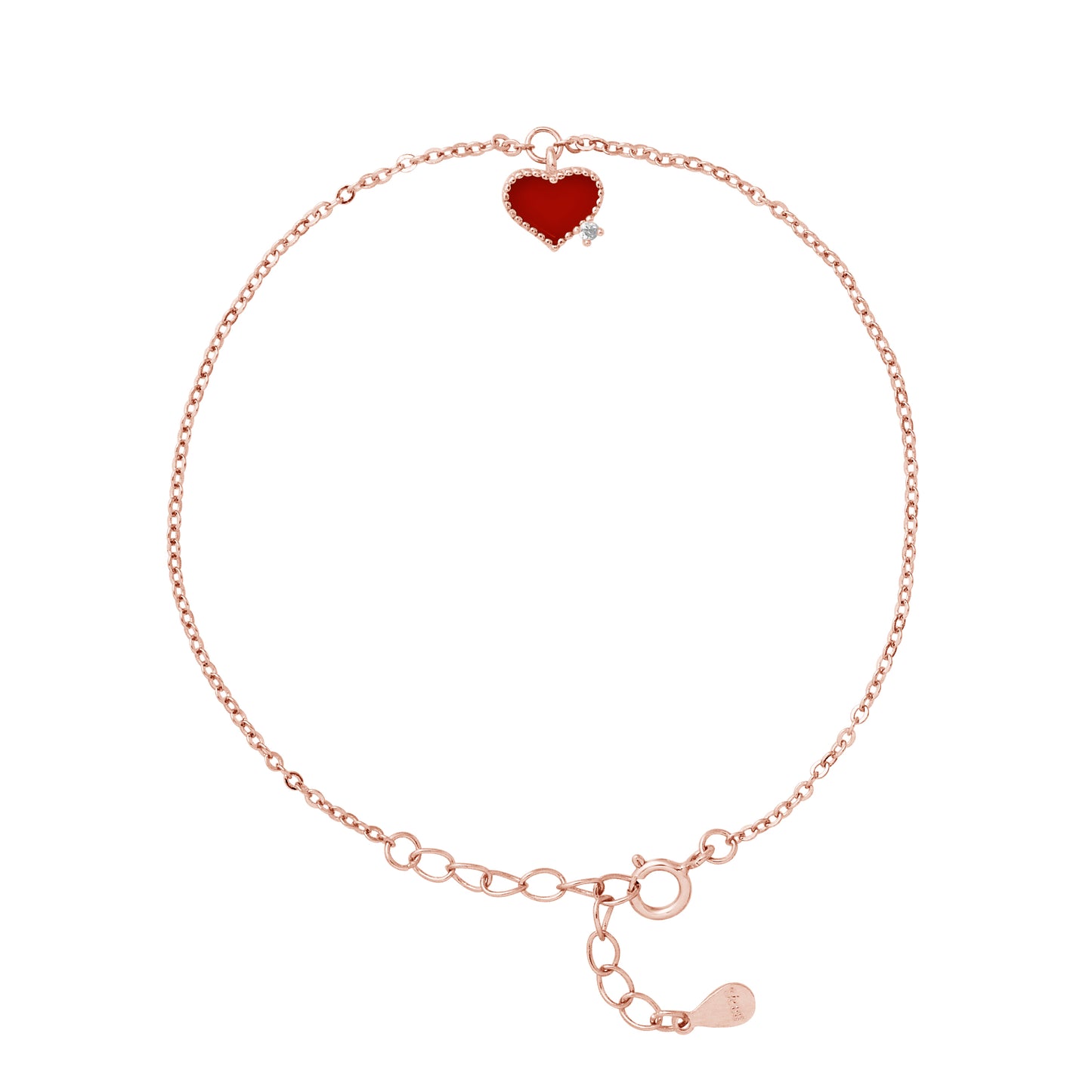 Bracelet motif "COEUR" ROUGE avec un Oxyde de Zirconium