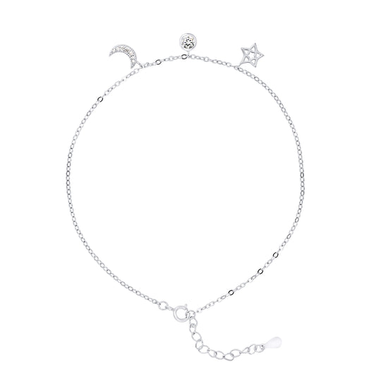 Bracelet motif "ÉTOILE LUNE ET CERCLE" avec Oxydes de Zirconium en Breloques