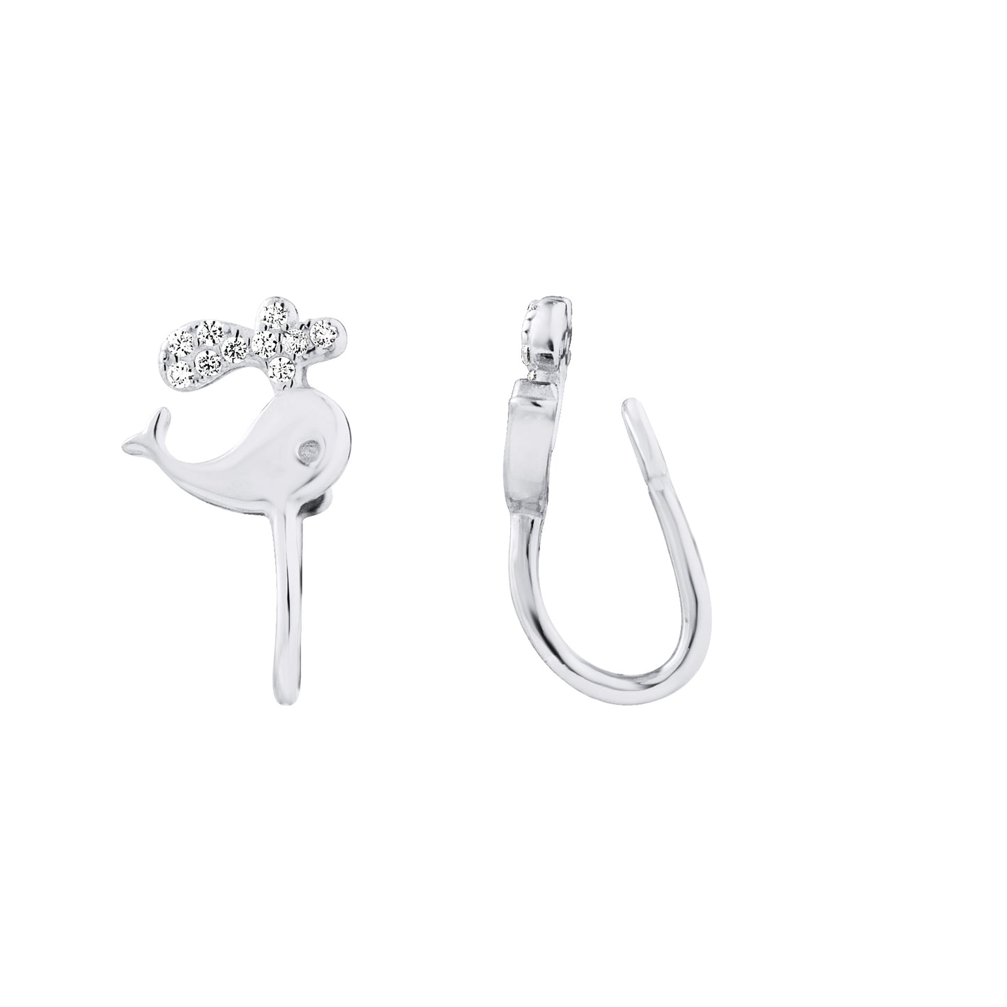 Boucles d'Oreilles motif "BALEINE" pour oreilles non percées