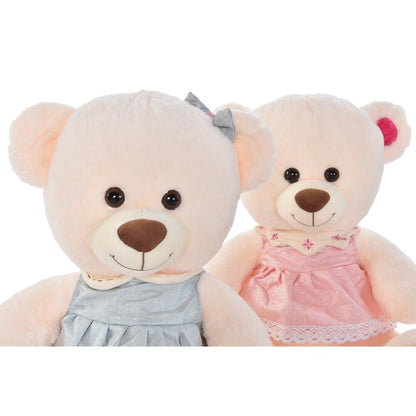 Ours en peluche DKD Home Decor Beige Rose Polyester Vert Enfant Ours (2 Unités)