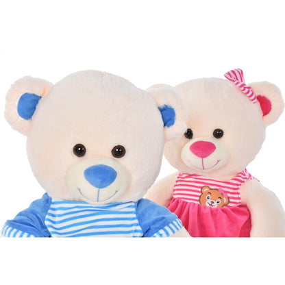 Ours en peluche DKD Home Decor Beige Bleu Rose Polyester Enfant Ours (2 Unités)