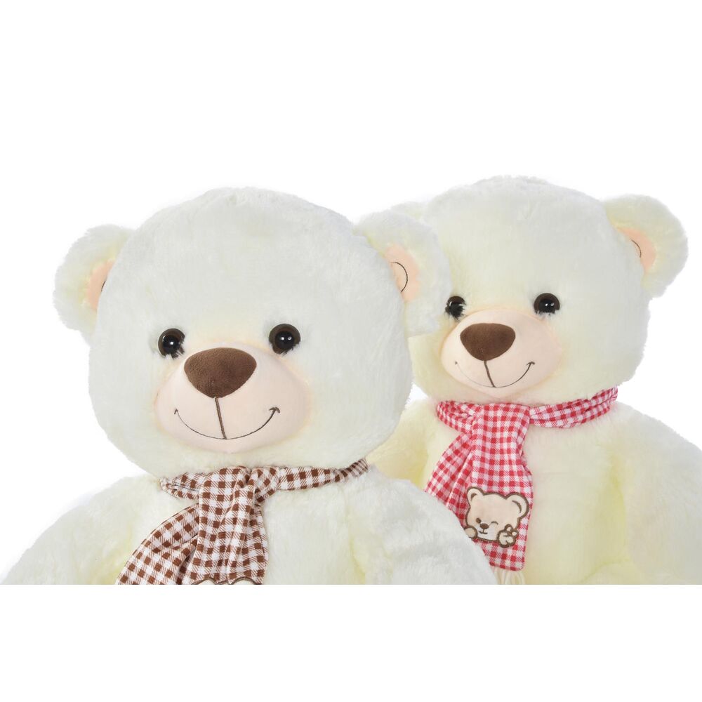 Ours en peluche DKD Home Decor Rouge Polyester Blanc Bordeaux Enfant Écharpe (2 Unités)