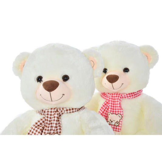 Ours en peluche DKD Home Decor Rouge Polyester Blanc Bordeaux Enfant Écharpe (2 Unités)