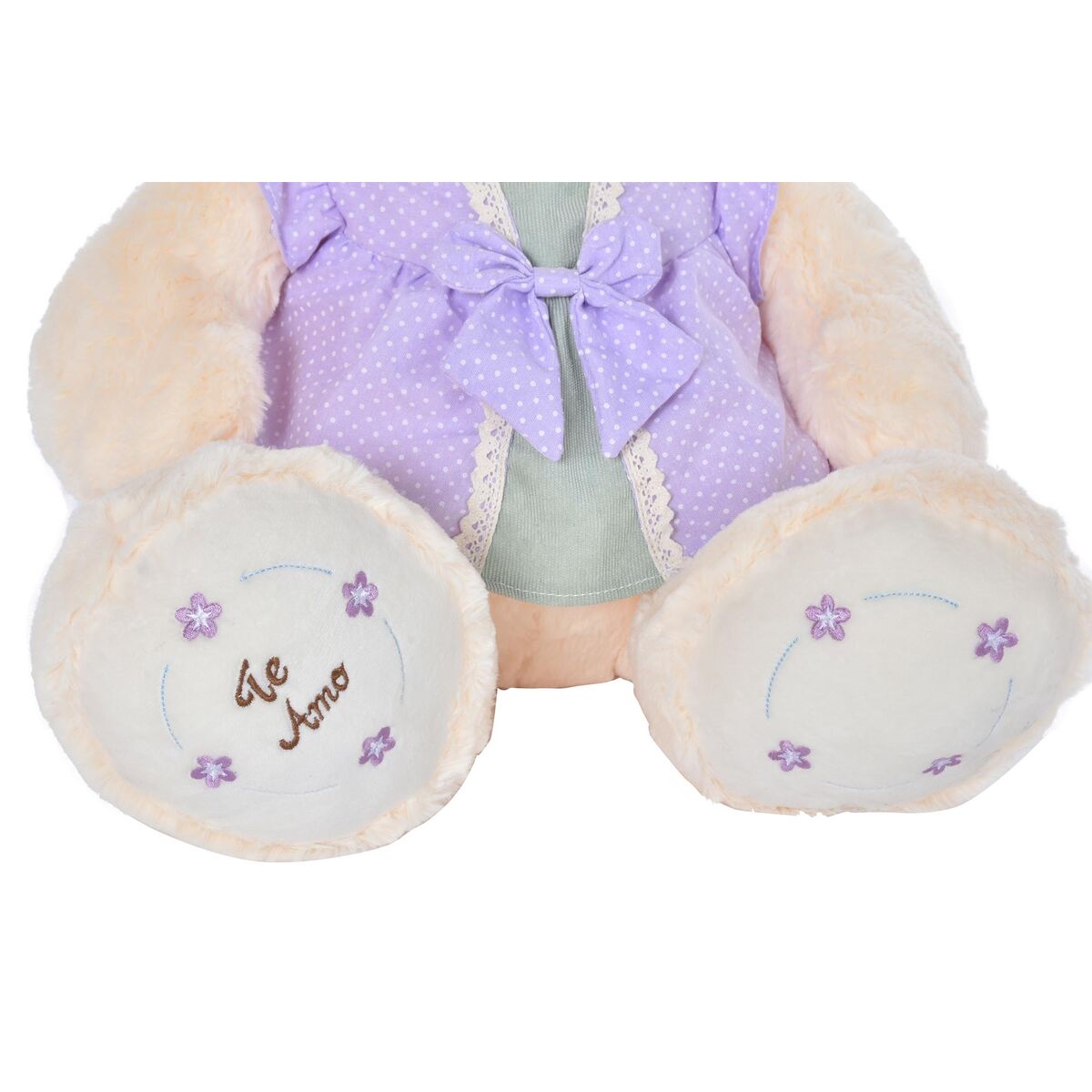 Ours en peluche DKD Home Decor Robe Beige Rose Lila Polyester Enfant Ours (2 Unités)