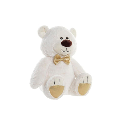 Ours en peluche DKD Home Decor Nœud papillon Doré Polyester Blanc Enfant Ours