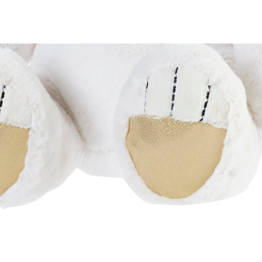 Ours en peluche DKD Home Decor Nœud papillon Doré Polyester Blanc Enfant Ours