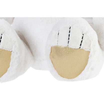 Ours en peluche DKD Home Decor Nœud papillon Doré Polyester Blanc Enfant Ours