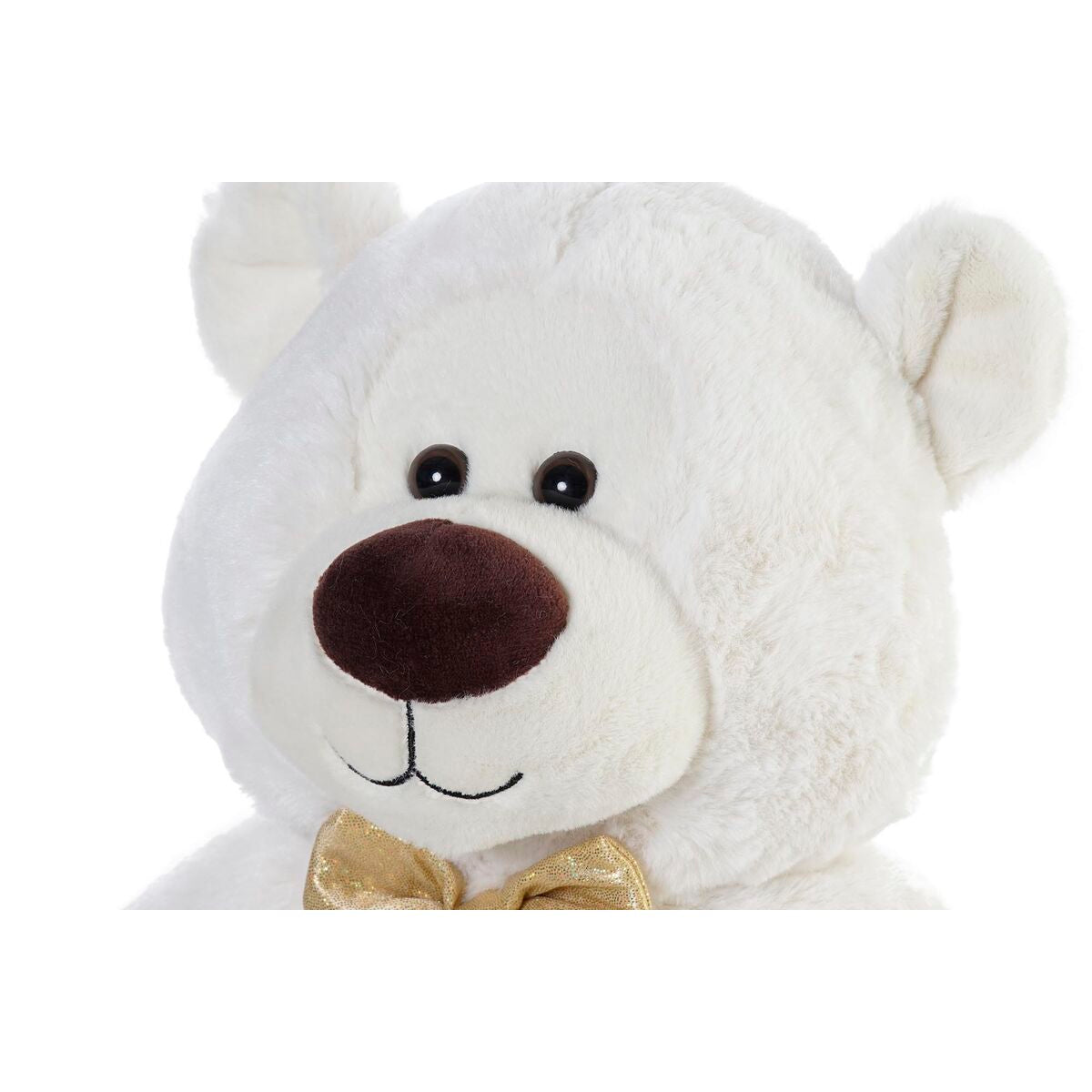 Ours en peluche DKD Home Decor Nœud papillon Doré Polyester Blanc Enfant Ours