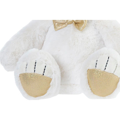 Ours en peluche DKD Home Decor Nœud papillon Doré Polyester Blanc Enfant Ours